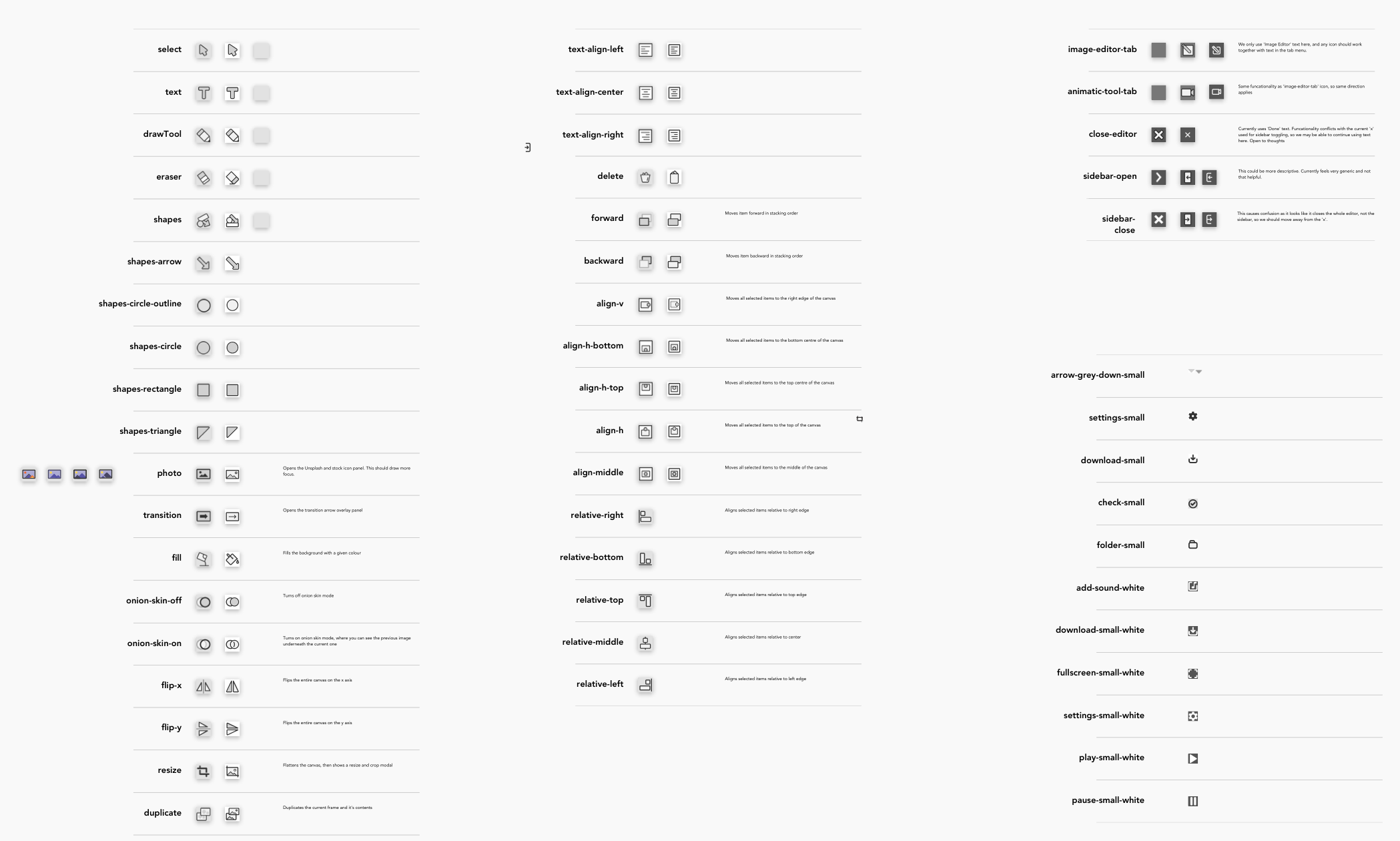 Drawing tool sketch icons