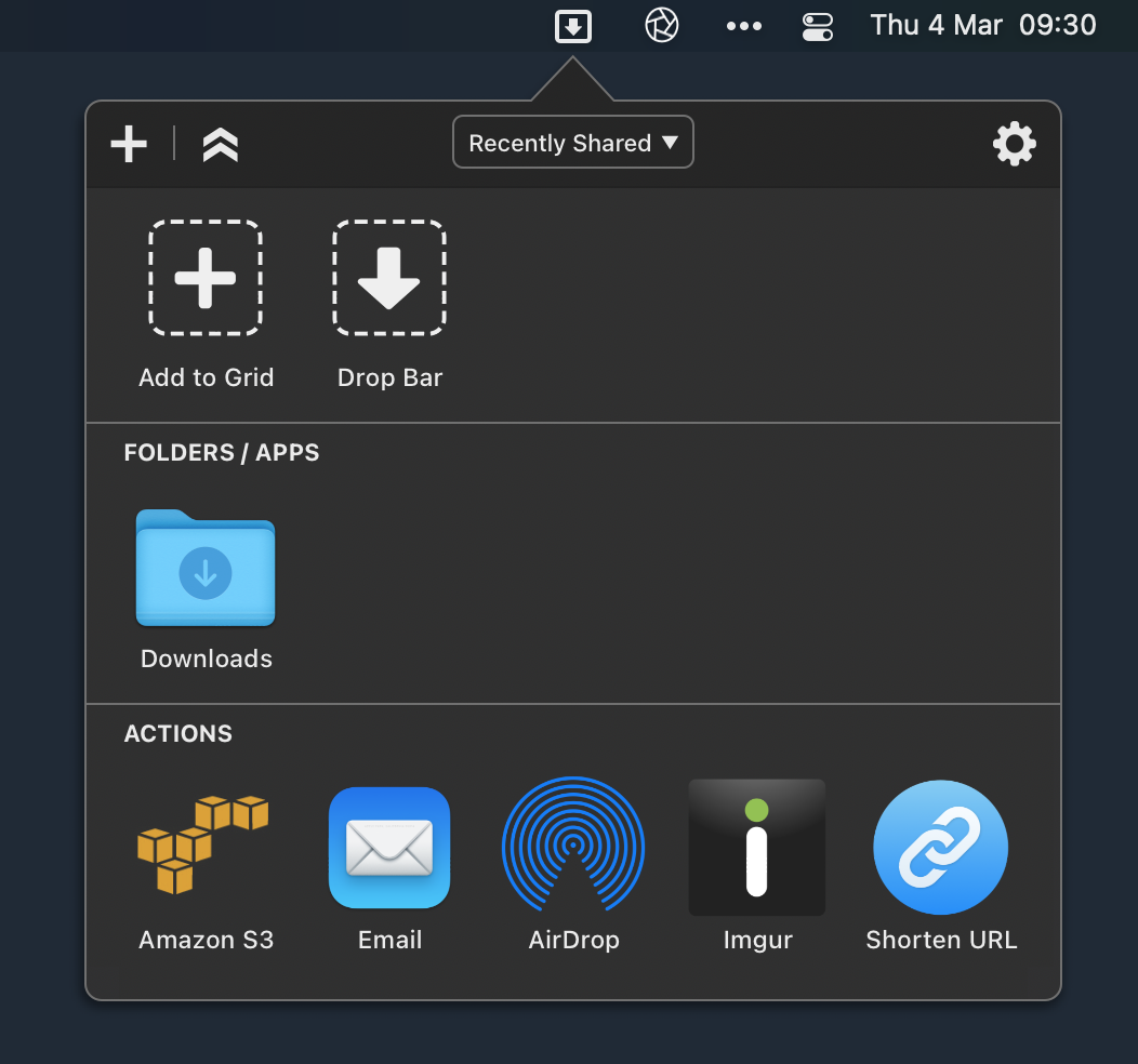 Dropzone menu bar app