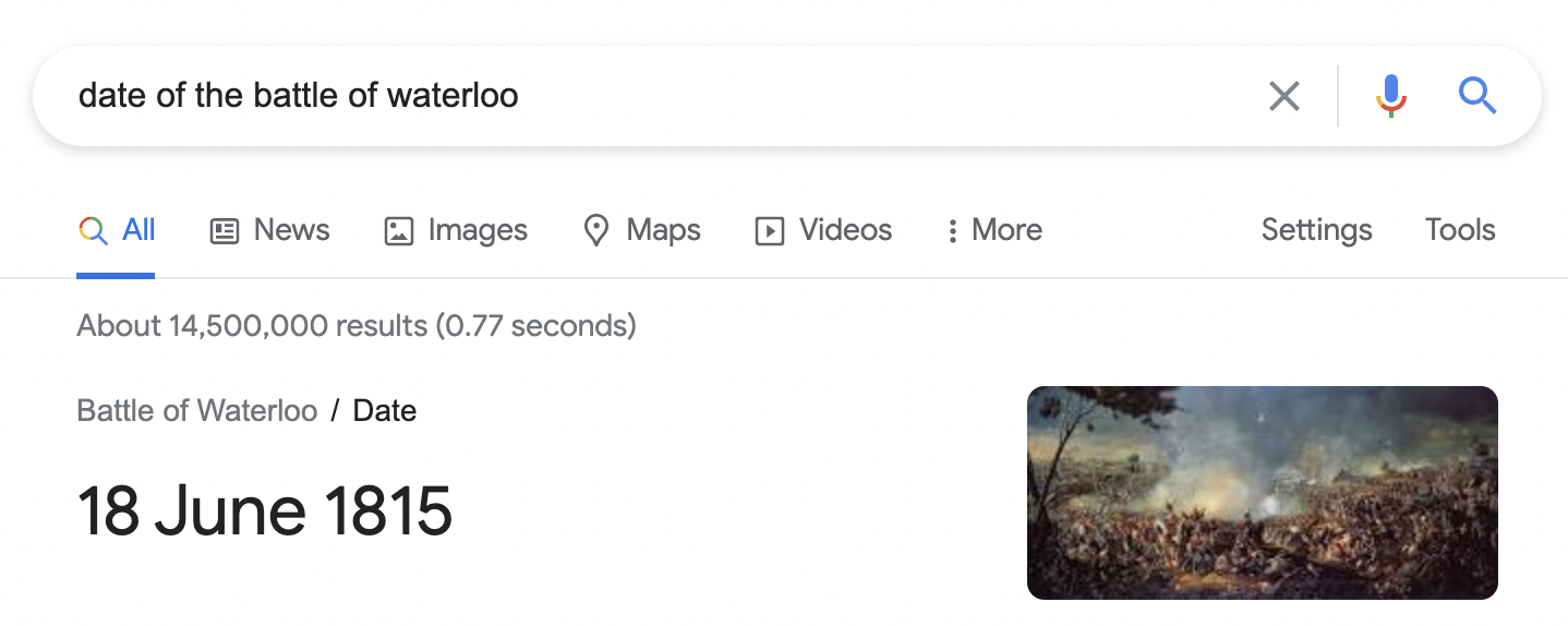 date of the Battle of Waterloo search